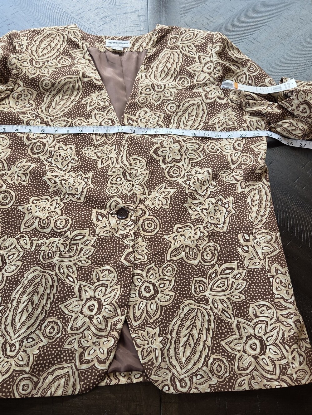 NWT Alfred Dunner Brown Floral Paisley Textured Lightweight Blazer Plus Size 18 - Picture 11 of 13